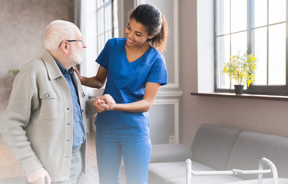 Caretaker with elderly person